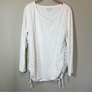COOLIBAR UPF 50+ Long Sleeve Top White Knit Overlay Swim Large